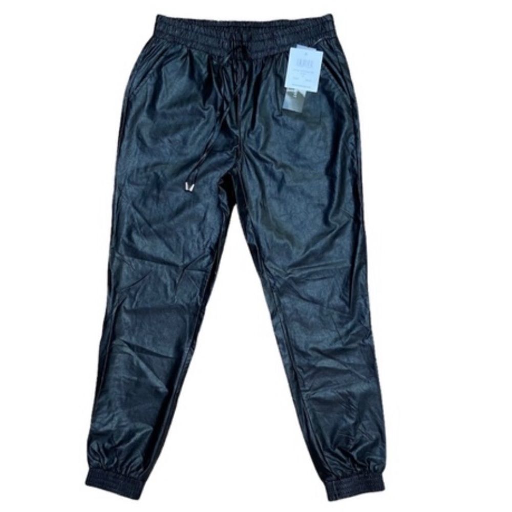Faux leather pants joggers
